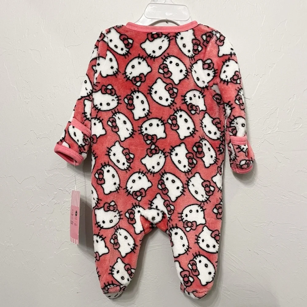 Hello Kitty Pink Baby Girl Footie Soft Fleece Pajamas Size 0-3 Months